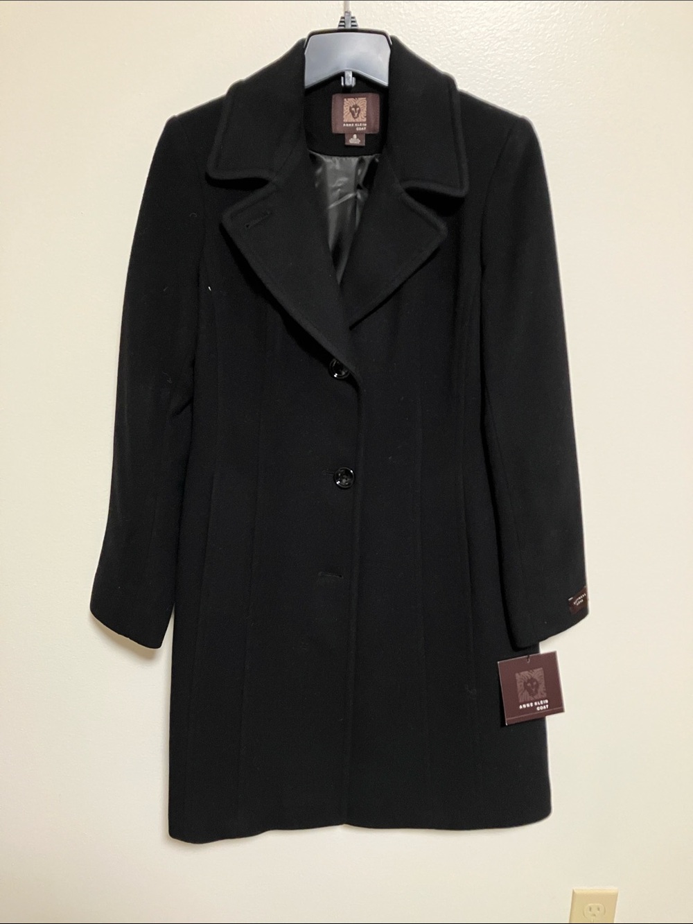 Anne Klein Black Cashmere Blend Pea Coat